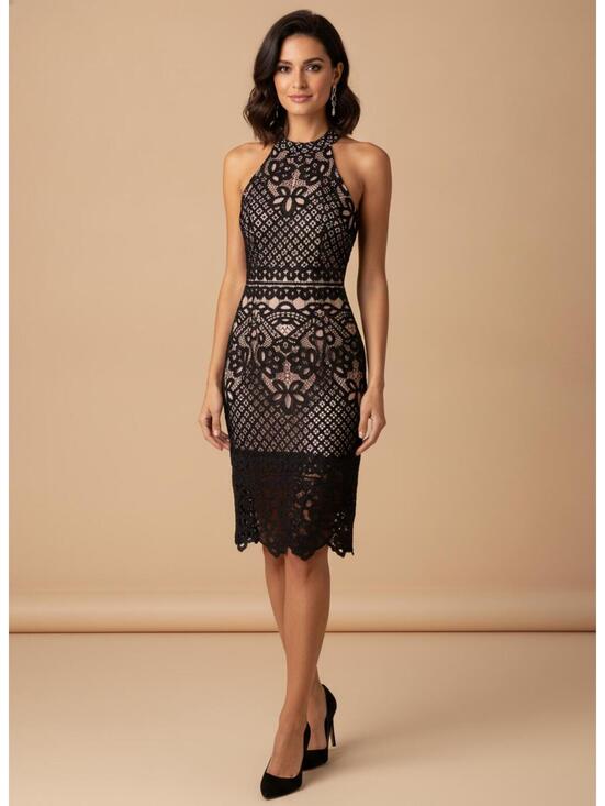 Dresses & Skirts - Elly Bazaar Black Lace Midi Dress with Sleeveless Design Large